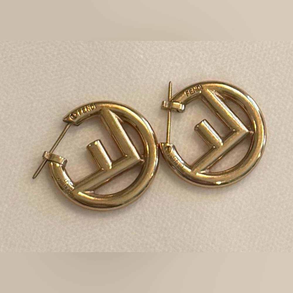 Fendi Gold-tone FF Hoop Earrings - Picture 5 of 6